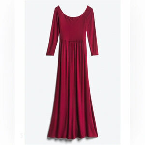Nine Britton Romana Off The Shoulder Knit Maxi Dress XXL Long Sleeve Burgundy